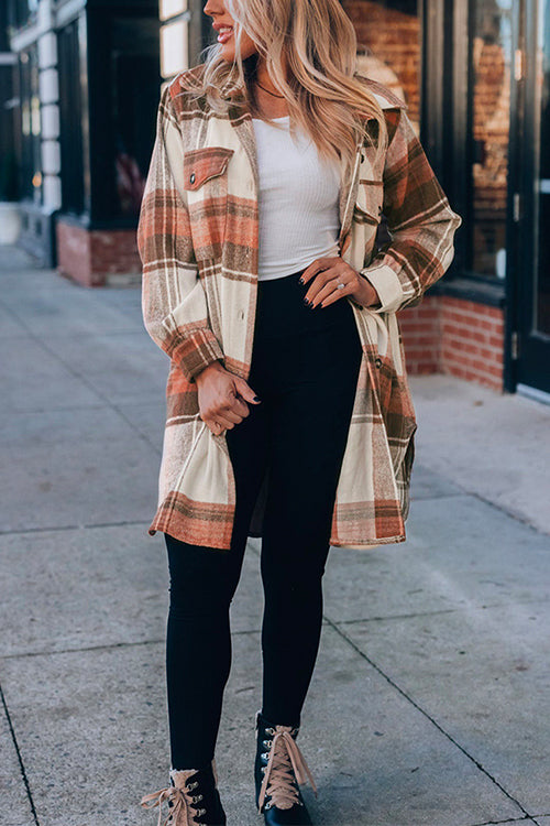 Priyavil Classic Collared Long Sleeves Side Split Plaids Shirt