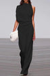 Priyavil Cowl Neck One Shoulder Batwing Sleeve Party Suit