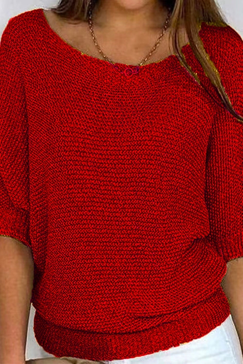 Priyavil Round Neck 3/4 Sleeves Basic Knitting Sweater