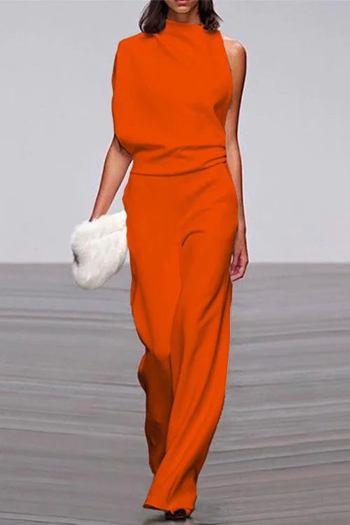 Priyavil Cowl Neck One Shoulder Batwing Sleeve Party Suit