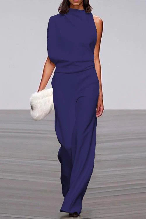 Priyavil Cowl Neck One Shoulder Batwing Sleeve Party Suit