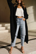 Priyavil Open Front Drop Shoulder Pocketed Long Sweater Cardigan