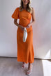 Priyavil One Shoulder Drawstring Cut Out Side Split Long Dress