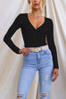 Priyavil Wrap V Neck Long Sleeves Slim Fit Bottoming Top