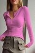 Priyavil Buttons Long Sleeves Slim Fit Bottoming Henry Shirt