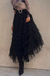 Priyavil Ruffle Layered Mesh A-line Maxi Skirt