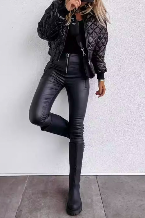 Priyavil On-trend Zip Up Diamond Quilted Short Padded Jacket