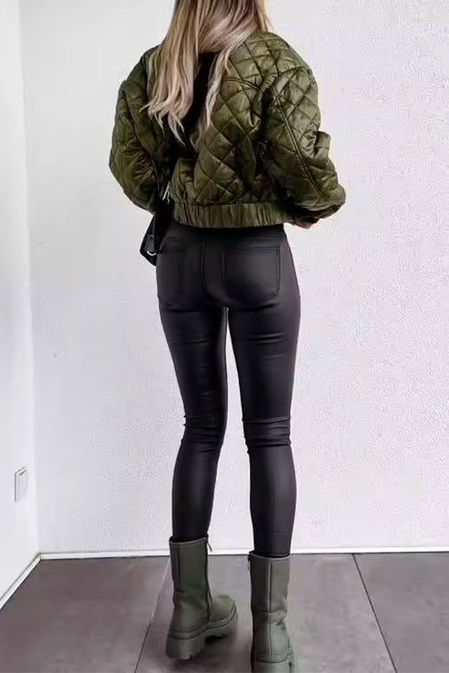 Priyavil On-trend Zip Up Diamond Quilted Short Padded Jacket