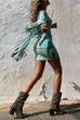 Priyavil Tie Dye Long Sleeves Tassle Mini Dress
