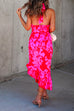 Priyavil Cross Halter Backless Printed Irregular Ruffle Dress