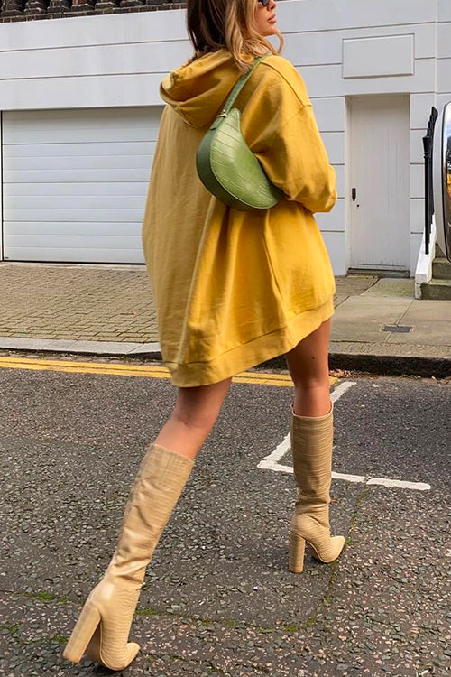 Cozy Thumb Hole Long Sleeves Mini Sweatshirt Dress