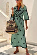 Priyavil V Neck Tie Waist Side Split Bohemia Printed Maxi Dress