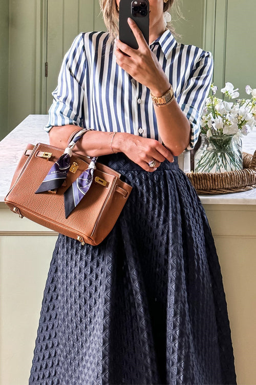 Priyavil Collared Long Sleeves Button Up Striped Blouse Shirt