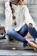Priyavil Mockneck Solid Cable Knit Pullover Sweater