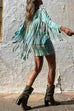 Priyavil Tie Dye Long Sleeves Tassle Mini Dress