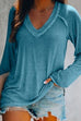 Priyavil Solid V Neck Long Sleeve Plain Shirt