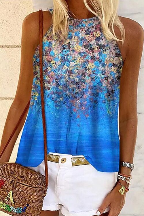 Priyavil Casual Halter Sleeveless Printed Top