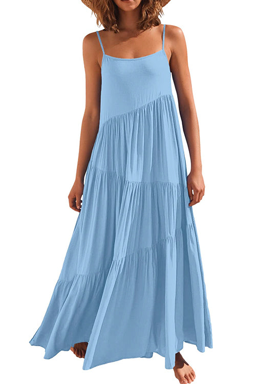 Priyavil Adjustable Straps Tiered Maxi Beach Dress