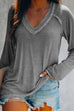 Priyavil Solid V Neck Long Sleeve Plain Shirt
