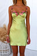 Priyavil Floral Lace Trim Satin Mini Cami Dress