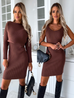 Priyavil Ribbed Knit Long Sleeves Crop Pullover and Bodycon Cami Dress Set