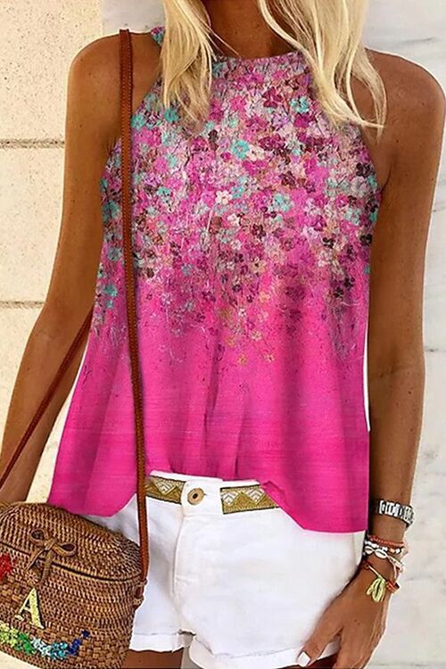 Priyavil Casual Halter Sleeveless Printed Top