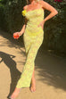 Priyavil Adjustable Straps Lace Hollow Out Maxi Bodycon Dress