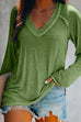 Priyavil Solid V Neck Long Sleeve Plain Shirt
