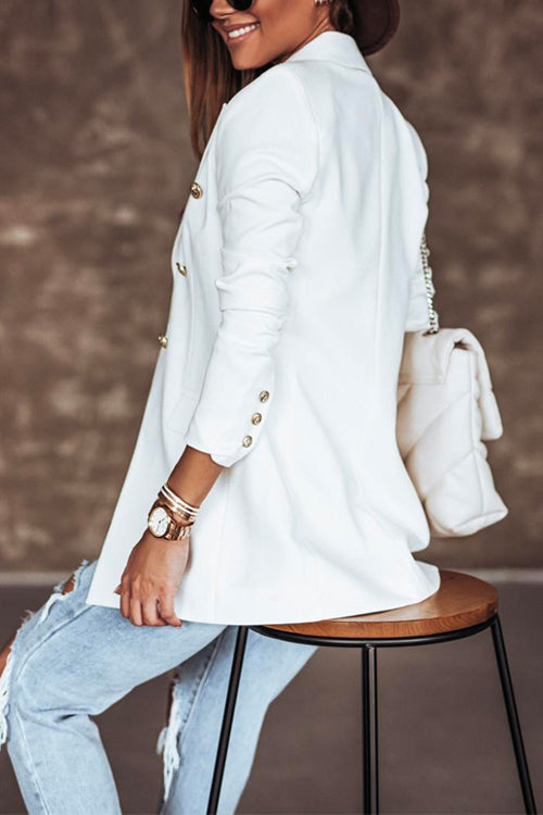 Priyavil Lapel Double Breasted Open Front Blazer Jacket