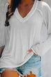 Priyavil Solid V Neck Long Sleeve Plain Shirt