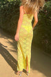 Priyavil Adjustable Straps Lace Hollow Out Maxi Bodycon Dress