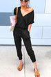 Priyavil V Neck Short Sleeve Jumpsuit with Pockets