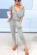 Priyavil V Neck Short Sleeve Jumpsuit with Pockets