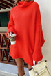 Cowl Neck Drop Shoulder Side Split Sweater Dress