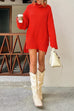 Cowl Neck Drop Shoulder Side Split Sweater Dress