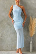 Mesh One Shoulder Sleeveless Mermaid Maxi Dress