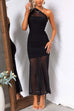 Mesh One Shoulder Sleeveless Mermaid Maxi Dress