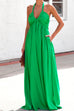 Priyavil Deep V Neck Sleeveless Swing Dress with Pockets