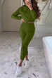 Priyavil Long Sleeves Hoodied Crop Sweatshirt Elastic Waist Joggers Loungewear Set