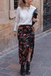 Floral Printed Slit Wrapped Maxi Skirt