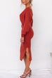 Priyavil Wrap V Neck Side Split Tie Waist Midi Sweater Dress