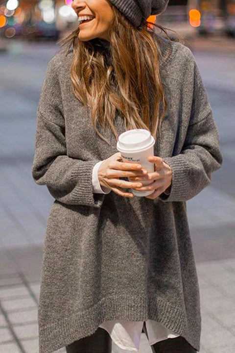 Drop Shoulder Loose Fit Comfy Tunic Sweater