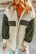 Priyavil Color Block Button Down Pocketed Fleece Jacket