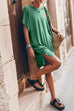 Priyavil Side Split Batwing Sleeves Shift T-shirt Dress