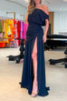 Priyavil Cold Shoulder Waisted High Slit Maxi Party Dress