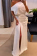 Priyavil Cold Shoulder Waisted High Slit Maxi Party Dress