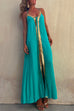 Priyavil V Neck Backless Sequin Detailed Slit Maxi Cami Dress