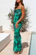 Priyavil Cowl Neck Backless Printed Cami Maxi bodycon Dress