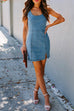 Priyavil U Neck Slit Denim Bodycon Tank Dress