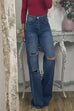 Priyavil High Rise Ripped Straight Leg Denim Pants